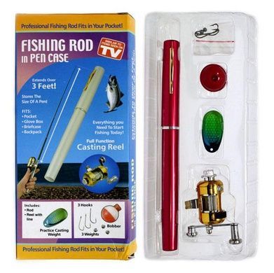 Складная мини удочка 97 см Fishing Rod In Pen Case Red