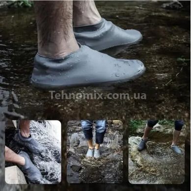 Силіконові водонепроникні чохли-бахили для взуття від дощу та бруду, розмір M Сірі