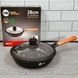 Сковорода 28см Higher Kitchen НК-319 Чорна з дерев'яною ручкою