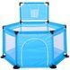 Манеж детский игровой Шестигранник с мягким дном и карманом Голубой