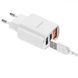 Зарядное устройство сетевое с дисплеем BOROFONE BA58A Mighty Dual Port Белое