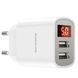 Зарядное устройство сетевое с дисплеем BOROFONE BA58A Mighty Dual Port Белое