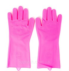 Силиконовые перчатки для мытья и чистки Magic Silicone Gloves с ворсом Коралловые