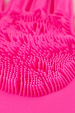 Силіконові рукавички для миття та чищення Magic Silicone Gloves з ворсом Коралові