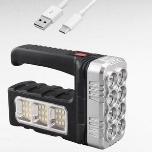 Ліхтар ручний акумуляторний із сонячною панеллю та функцією Power Bank 7702А Чорний із срібним