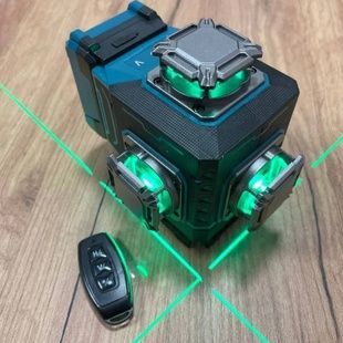 Лазерний рівень нівелір акмуляторний з магнітною підставкою 4D Чорний з блакитним