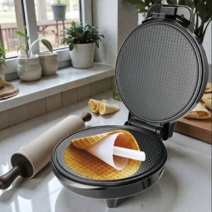Вафельниця кругла з антипригарним покриттям 1200Вт Sandwich machine RAF R.2217 Чорна