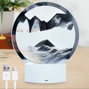 Лампа настільна Пісочні гори 3D RGB нічник з USB Чорний пісок