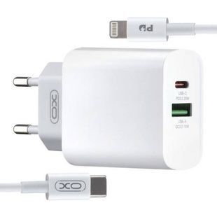 Мережевий зарядний пристрій блок живлення XO L64 20W FAST EU QC3.0+PD