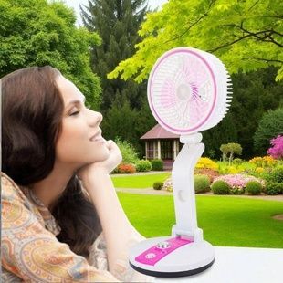 Вентилятор настольный аккумуляторный с Led подсветкой Hurry Bolt HB-2019 Белый с розовым