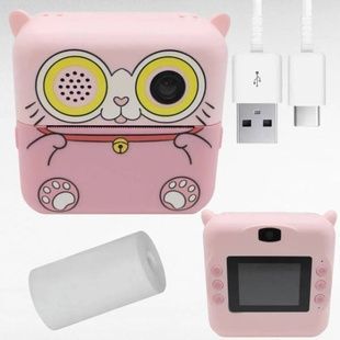Фотоаппарат моментальной печати Котик аккумуляторный USB Розовый