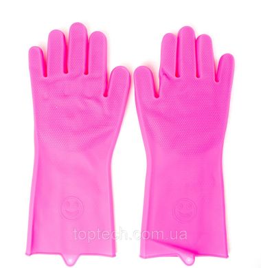 Силіконові рукавички для миття і чищення Magic Silicone Gloves з ворсом Коралові