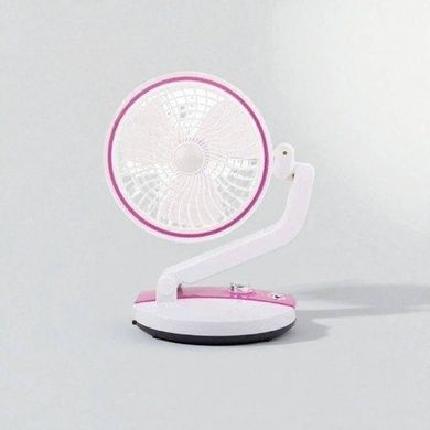Вентилятор настольный аккумуляторный с Led подсветкой Hurry Bolt HB-2019 Белый с розовым