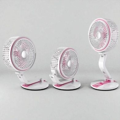 Вентилятор настольный аккумуляторный с Led подсветкой Hurry Bolt HB-2019 Белый с розовым