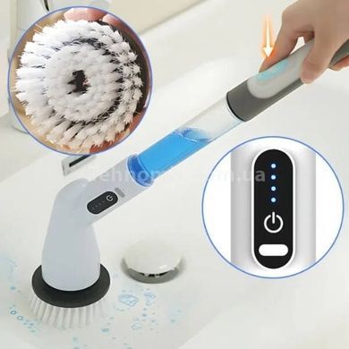 Щетка аккумуляторная для уборки со сменными насадками Cleaning brush Белая