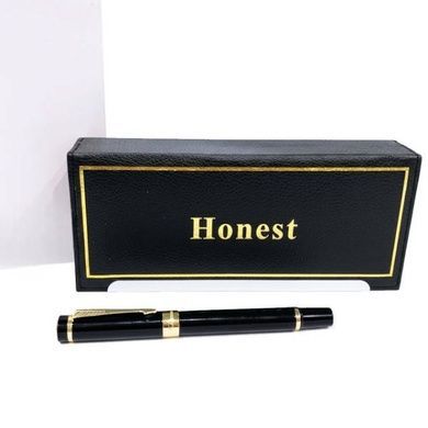 Ручка кулькова металева в подарунковому футлярі Honest 5528 Чорна із золотими вставками