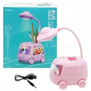 Лампа детская аккумуляторная настольная Автобус Bus table lamp Розовый