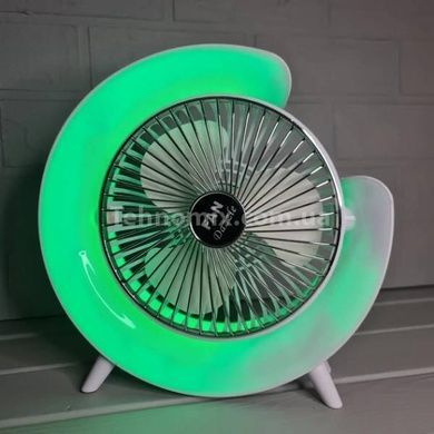 Вентилятор настольный поворотный с LED подсветкой аккумуляторный Белый