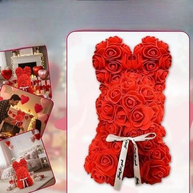 Сувенир подарочный Зайчик из роз 17*17*25см KR-21 Красный