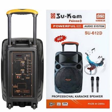 Колонка портативна Su-Kam SU 612 + 2 мікрофони Чорна