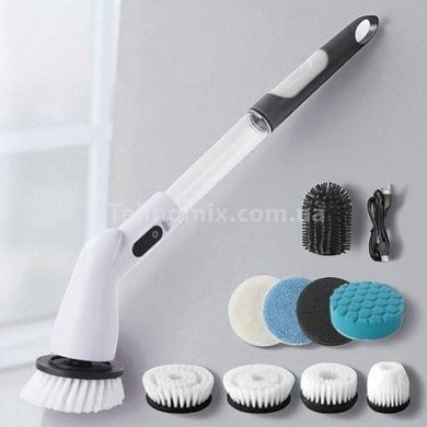 Щетка аккумуляторная для уборки со сменными насадками Cleaning brush Белая