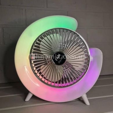 Вентилятор настольный поворотный с LED подсветкой аккумуляторный Белый