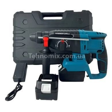 Перфоратор аккумуляторный 21V + 2 аккумулятора 1300мАч в кейсе Hammer Drill 5095 Черный с голубым