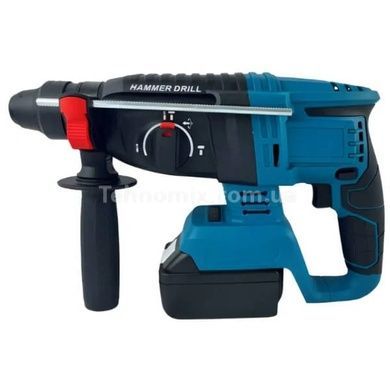 Перфоратор аккумуляторный 21V + 2 аккумулятора 1300мАч в кейсе Hammer Drill 5095 Черный с голубым