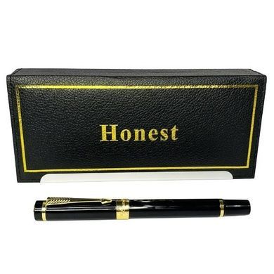 Ручка кулькова металева в подарунковому футлярі Honest 5528 Чорна із золотими вставками