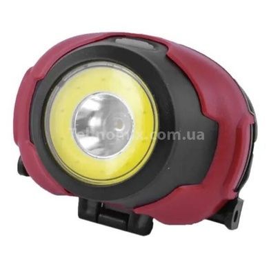 Фонарь налобный на батарейках 1801-COB+LED Черный с красным