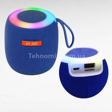 Колонка аккумуляторная Bluetooth с подсветкой SH 309 BT BLK/BLUE/SILVER Синяя