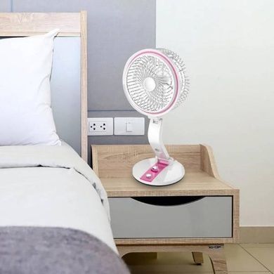 Вентилятор настольный аккумуляторный с Led подсветкой Hurry Bolt HB-2019 Белый с розовым