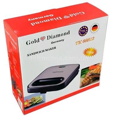Сендвічниця з антипригарним покриттям 1200Вт Gold Diamond TK08812 Сіра