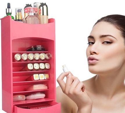 Вертикальний органайзер для косметики Cosmake Lipstick & Nail Polish Organizer № B47 Рожевий