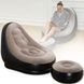 Надувной диван AIR SOFA | Надувное велюровое кресло с пуфиком Черный с бежевым
