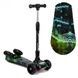 Самокат трехколесный с парогенератором и музыкой, складной руль Best Scooter MAXI Черный с зеленым