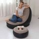 Надувной диван AIR SOFA | Надувное велюровое кресло с пуфиком Черный с бежевым