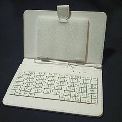 Чехол для планшета универсальный с клавиатурой с диагональю 7" Белый mini usb