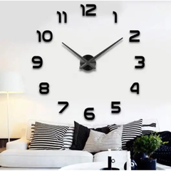 Настінний годинник великий 3D DIY Clock NEW (з цифрами) 70-150см Black