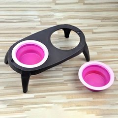 Миска подвійна на складній підставці для собак та кішок Pet Bowl Set Рожева