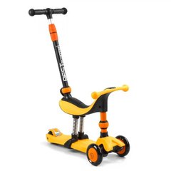 Самокат-велобег трехколесный со светом + родительская ручка 3в1 BS-50584 Best Scooter Оранжевый