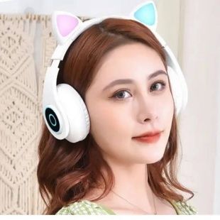 Беспроводные наушники Bluetooth с кошачьими ушками LED СXT-B39 CATS Белые