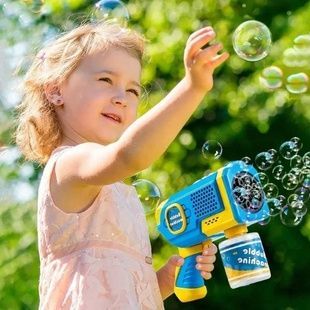 Пистолет аккумуляторный генератор мыльных пузырей Bubble Gun Синий