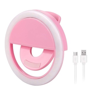 Світлодіодне селфі-кільце з USB-зарядкою Selfie Ring Light Розове