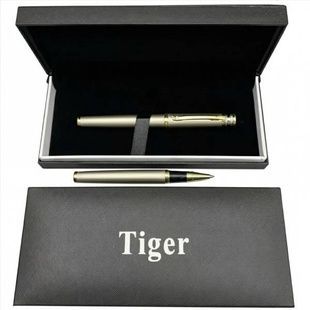 Ручка роллерная металлическая в подарочном футляре Tiger 515 Золотисто-серебристая