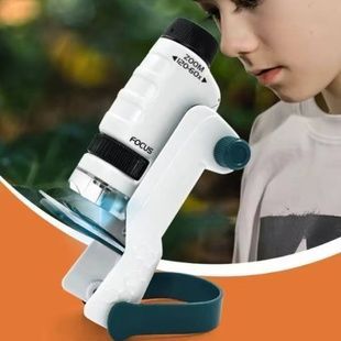Микроскоп детский 60-120X с подсветкой и креплением для телефона SD 223 Белый