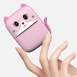Детский термопринтер bluetooth, ЗУ Type-C A8 Cat Розовый