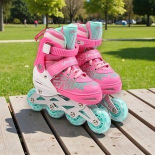 Ролики детские раздвижные с полным комплектом защиты 30155-2 S р31-34 Розовые