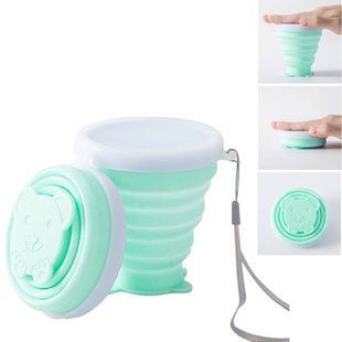 Силіконова складана склянка Collapsible 200 мл зелене ведмежа