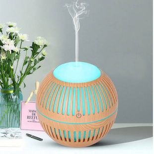 Увлажнитель воздуха c LED подсветкой круглый светлое дерево